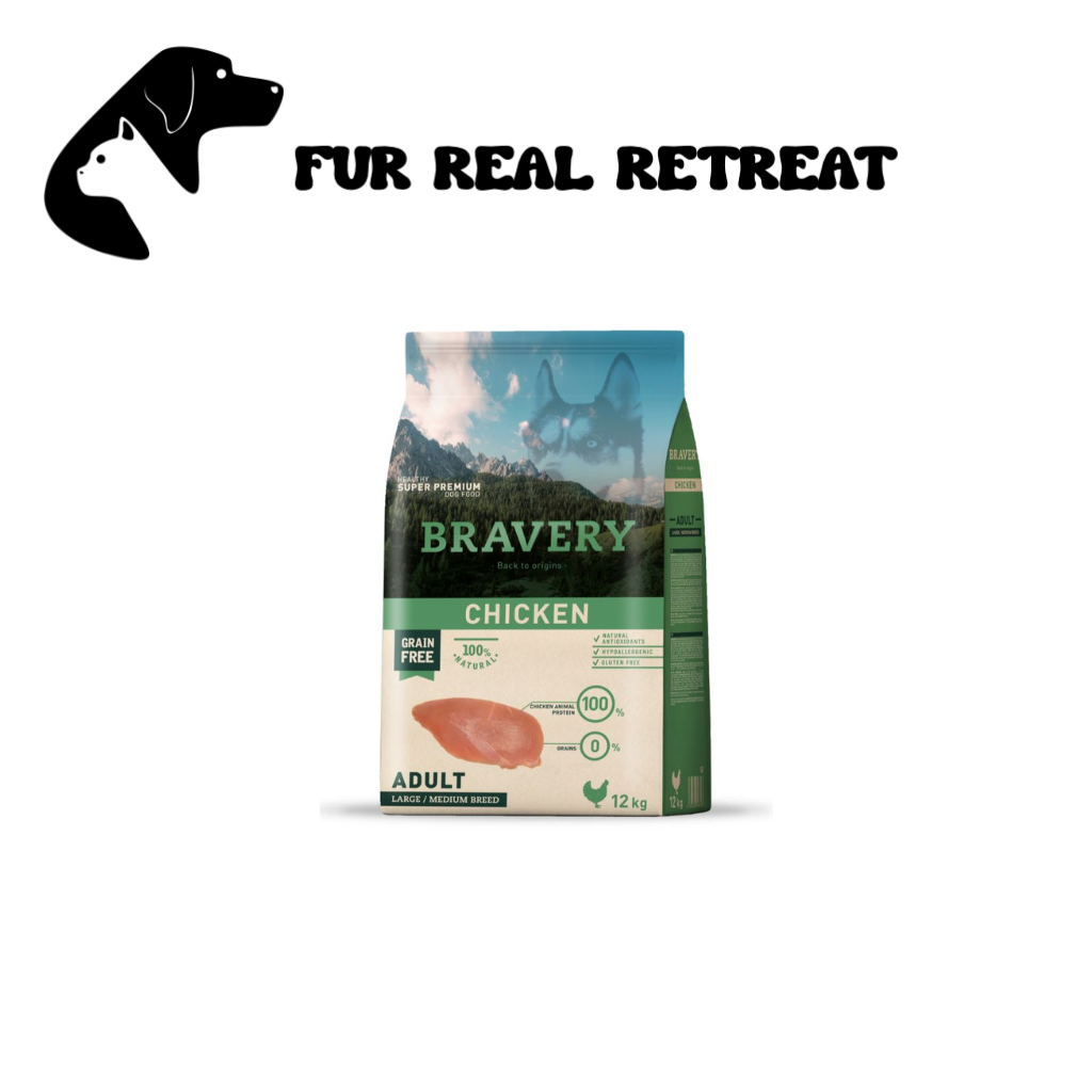 Bravery Dog 12kg Chicken Adult Large/medium Dry Dog Food